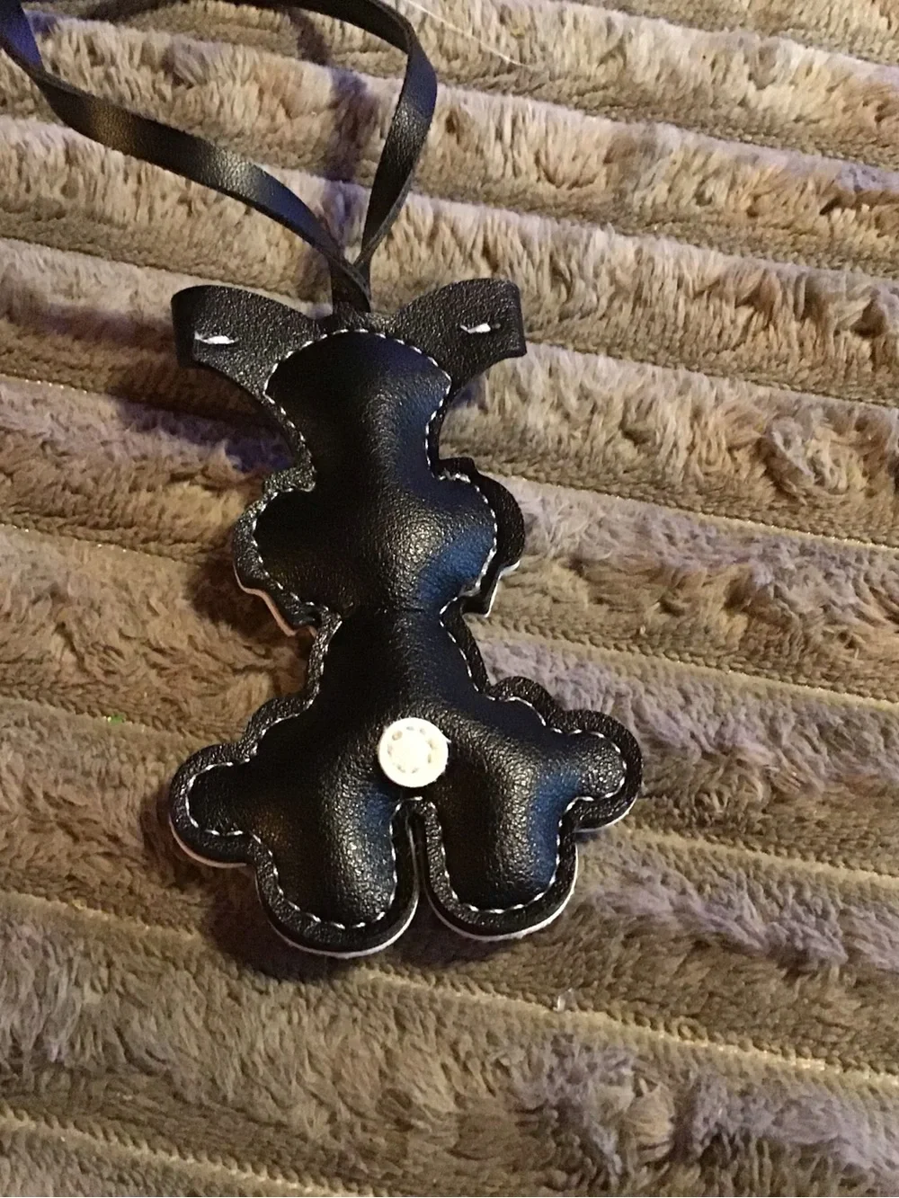 Black and White Dog Leather Charm